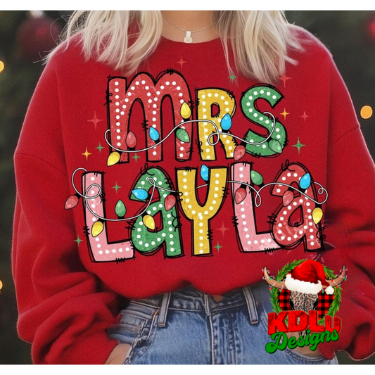 Christmas Lights Name Tee