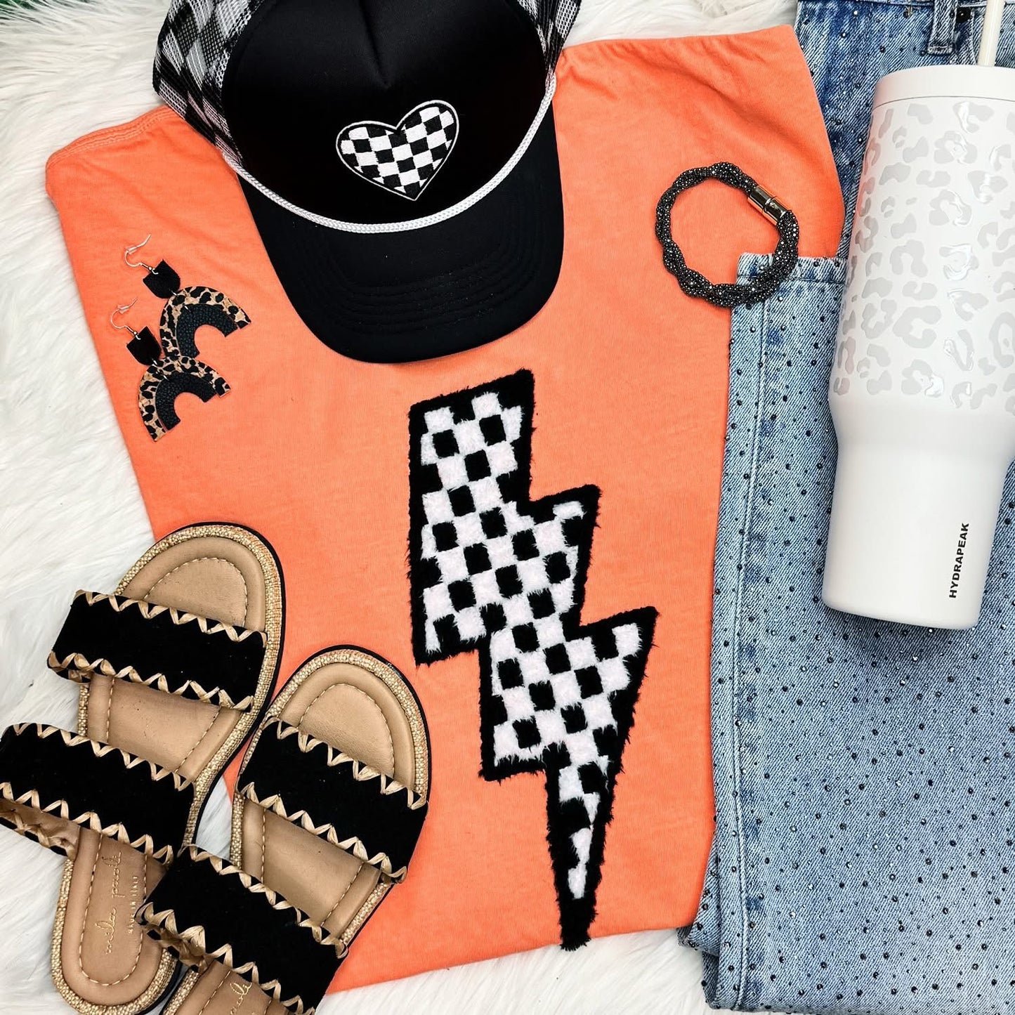 Fluffy Checkered Bolt Tee