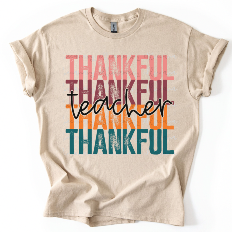 Colorful Thankful Teacher Top