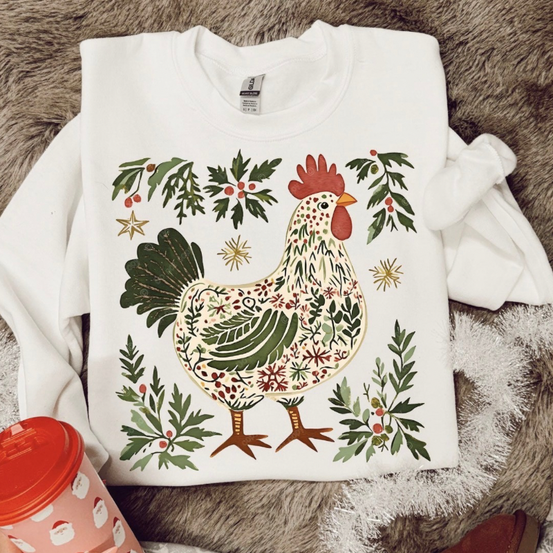 Christmas Floral Chicken Top