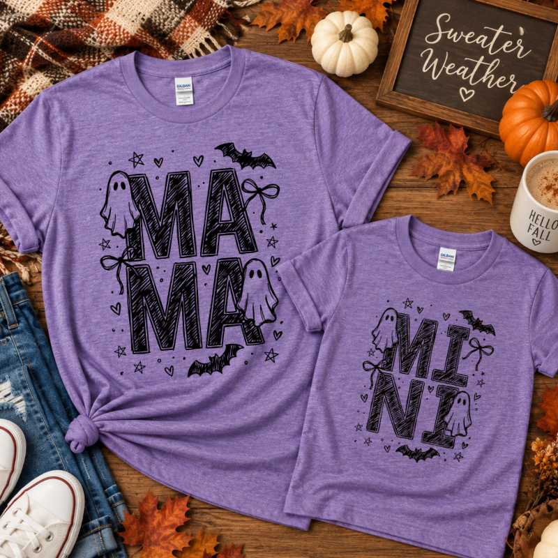 Mama Mini Ghost Scribble tees