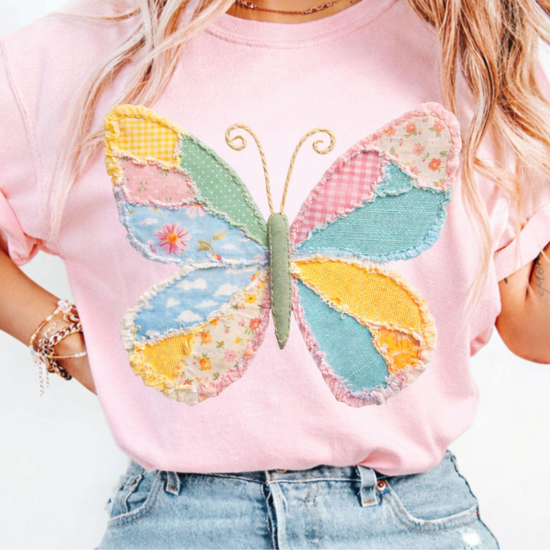 Faux Patchwork Butterfly Tee
