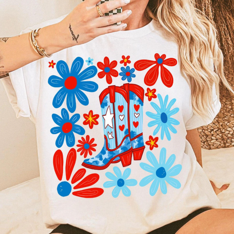 Red, White and Boots Tee