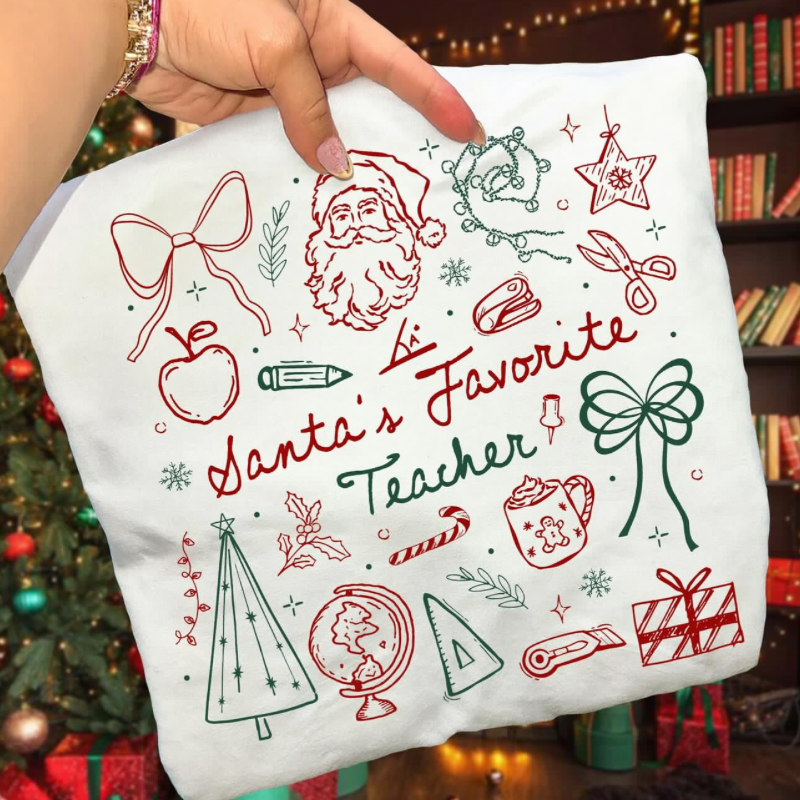 Santa’s Favorite Teacher Doodle Top