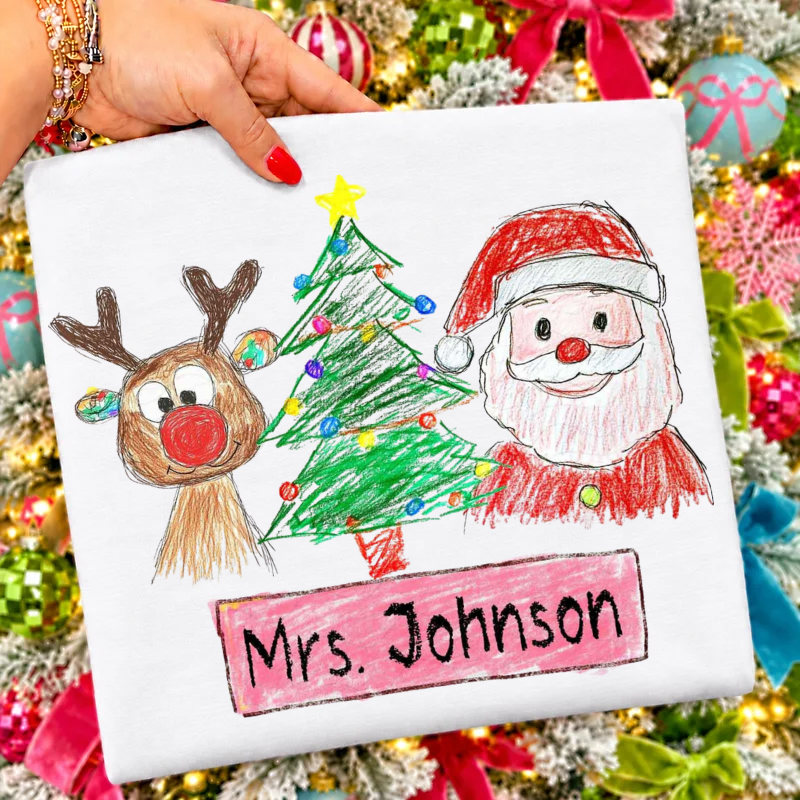 Drawn Christmas Teacher Top