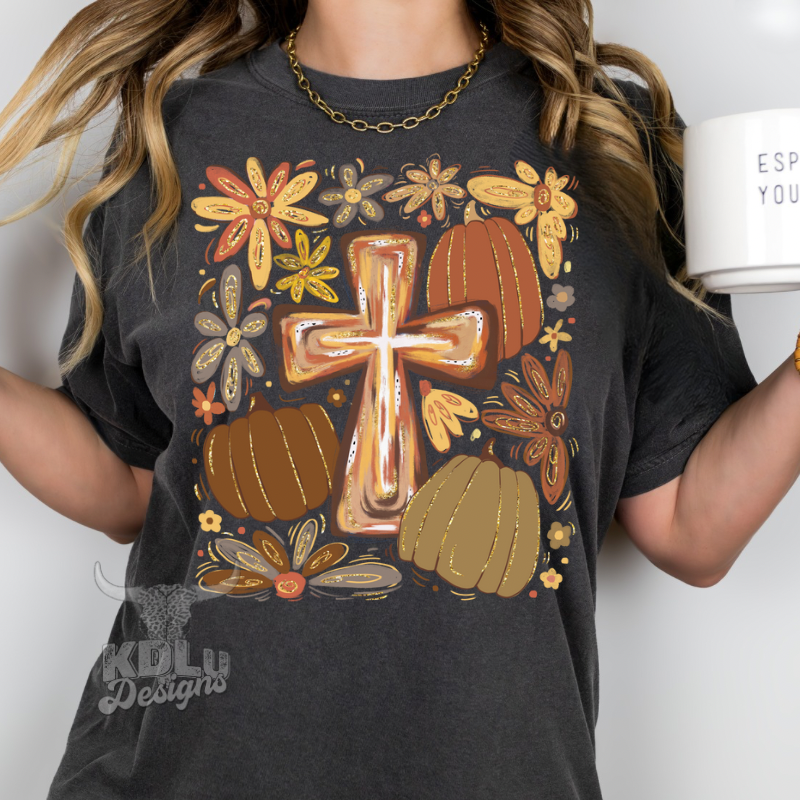 Fall Cross Florals Tee
