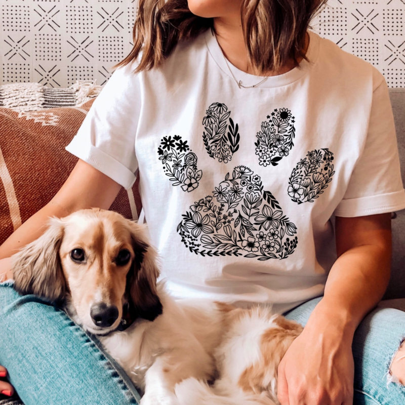 Floral Paw Print Tee