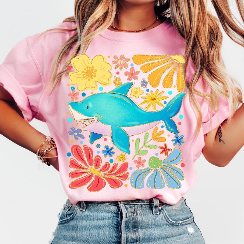 Floral Shark Tee