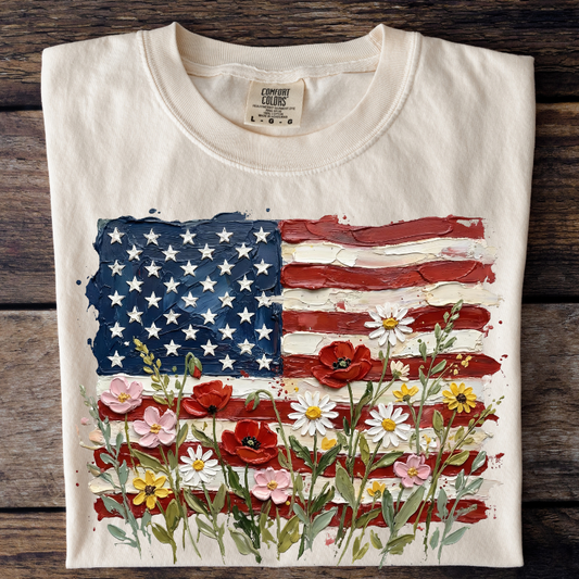 Floral Painted Flag Tee