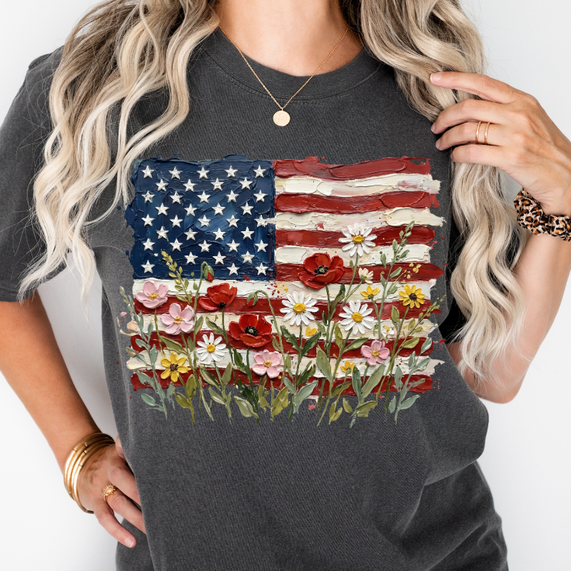 Floral Painted Flag Tee