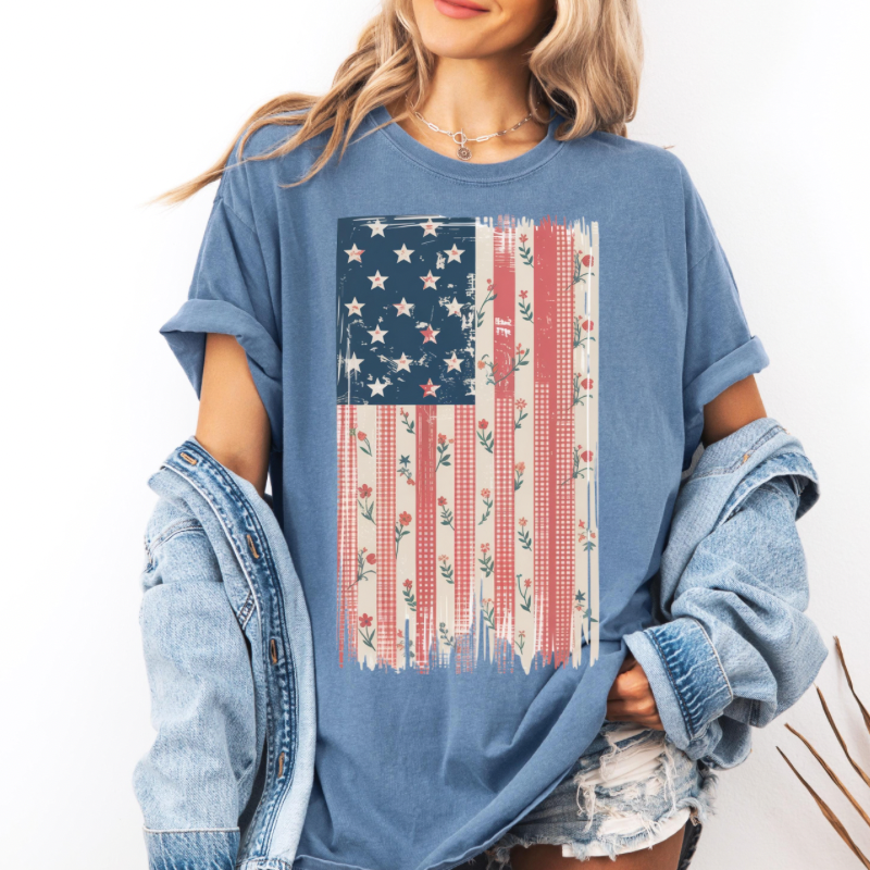 Vintage Floral Flag Tee