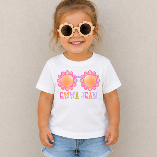 Girly Sunglasses Name Tee