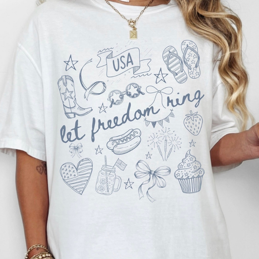 Let Freedom Ring Doodles Tee
