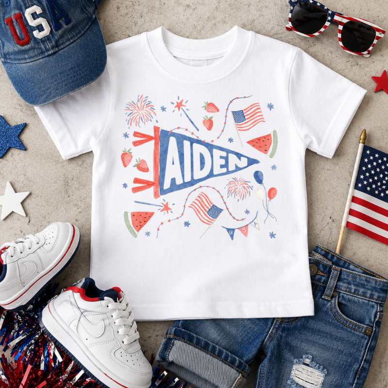 Patriotic Pennant Name Tee