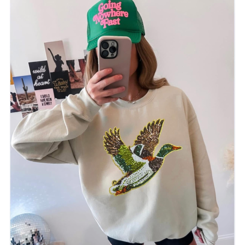 Hunting Sequin Patch Sweatshirts