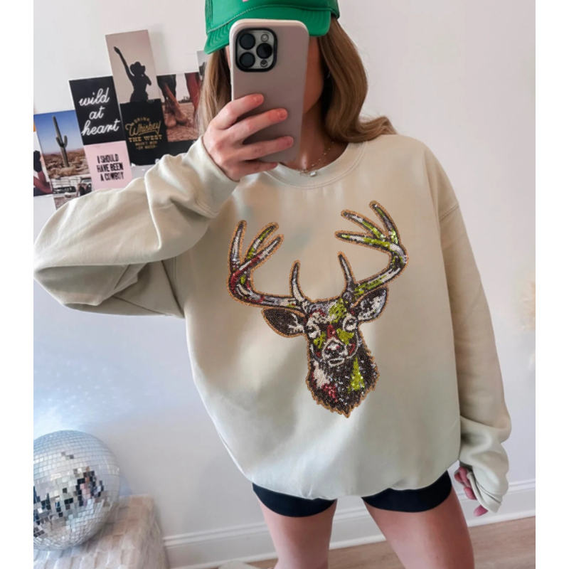 Hunting Sequin Patch Sweatshirts