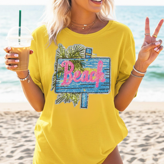 Beach Sign Patch Tee
