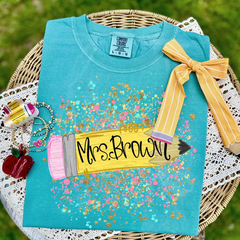Confetti Pencil Name Tee