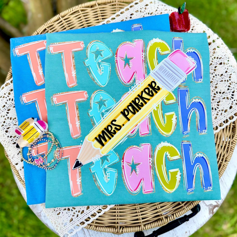 Teach Pencil Name Tee
