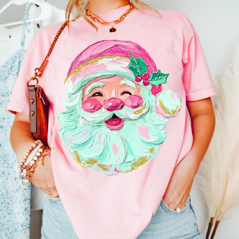 Pink Paint Santa Top
