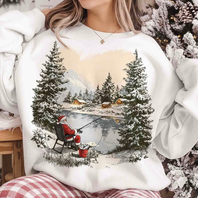 Santa Fishing Top