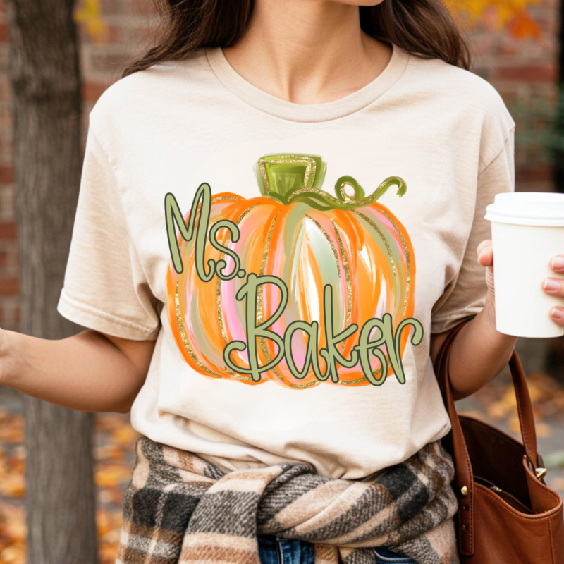 Custom Pumpkin Watercolor Top