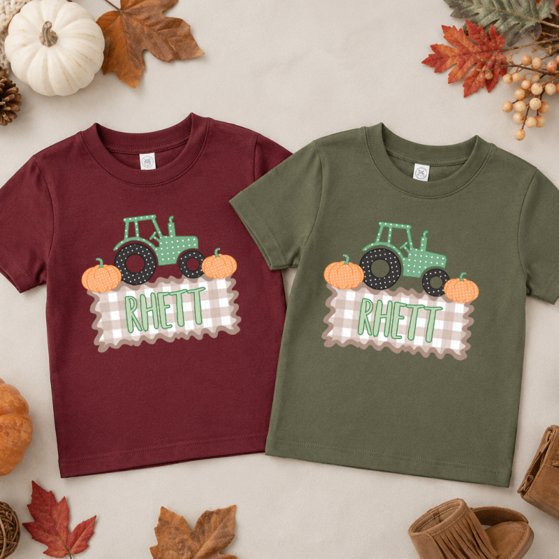 Fall Tractor Name Tee