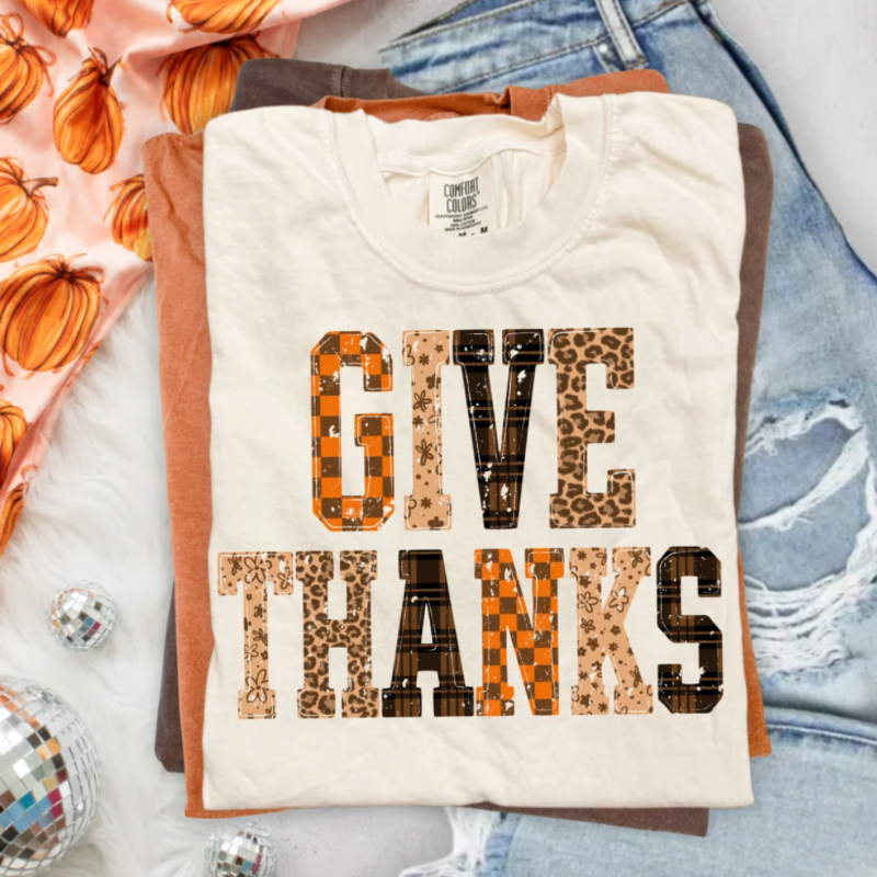 Fall Pattern Give Thanks Top