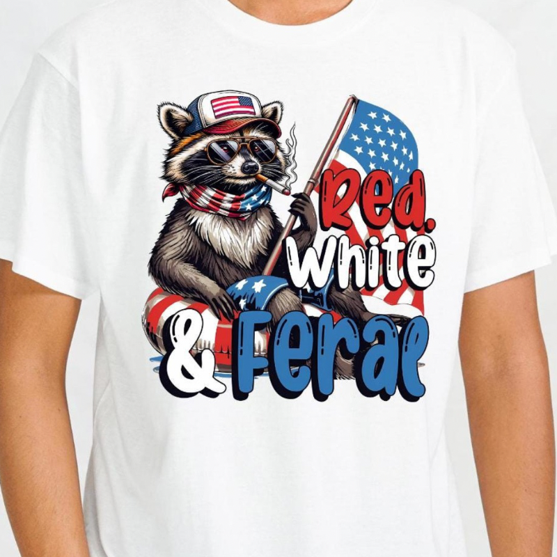 Red, White and Feral Tee