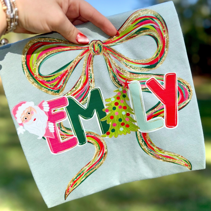 Preppy Christmas Custom Name Tee