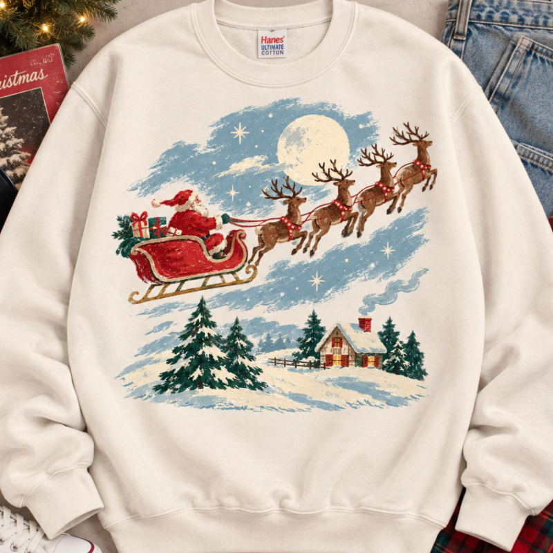 Vintage Santa Sleigh Top
