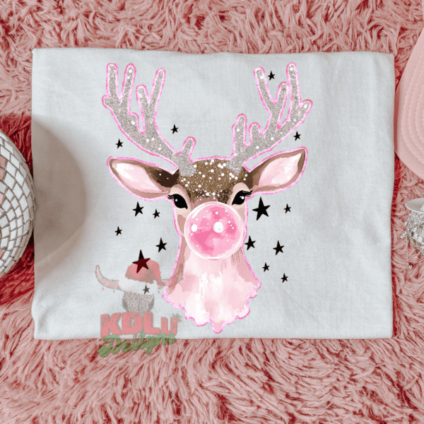 Bubblegum Reindeer Tee