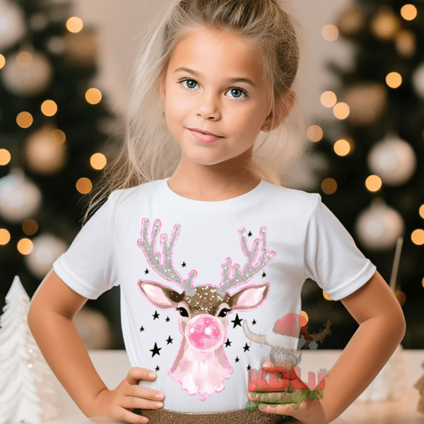 Bubblegum Reindeer Tee (Youth)