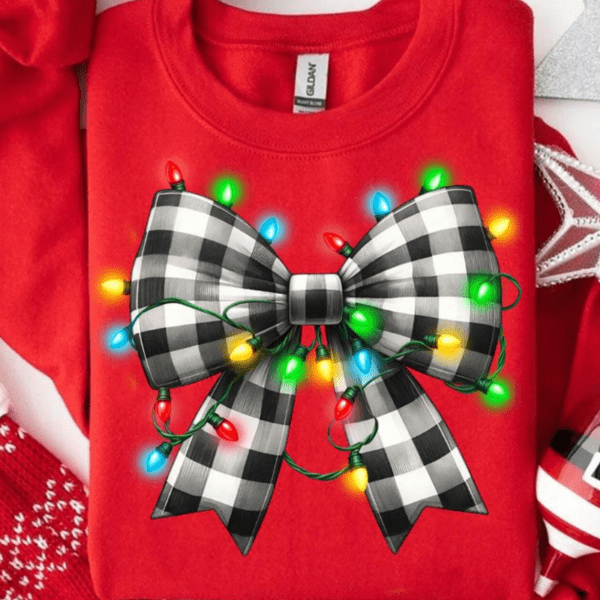 Checkered Christmas Bow Sweatshirt